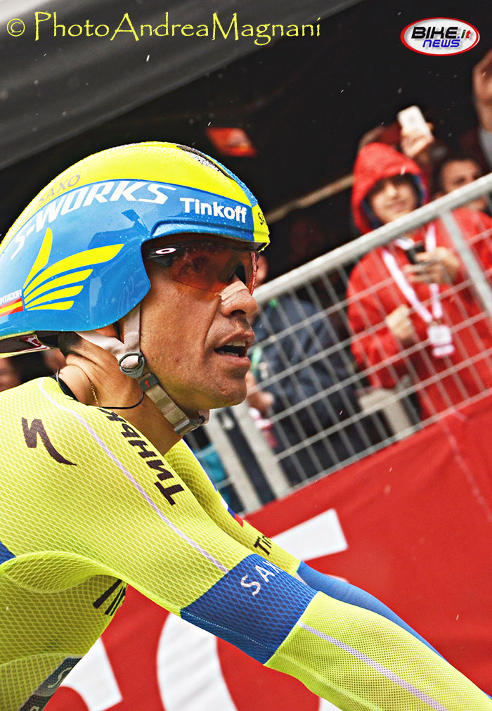 Alberto Contador vola nella cronometro di Valdobbiadene, 3Â° solo dietro a Kiryenka e Luis Sanchez  Â© PhotoAndreaMagnani/Bikenews.it